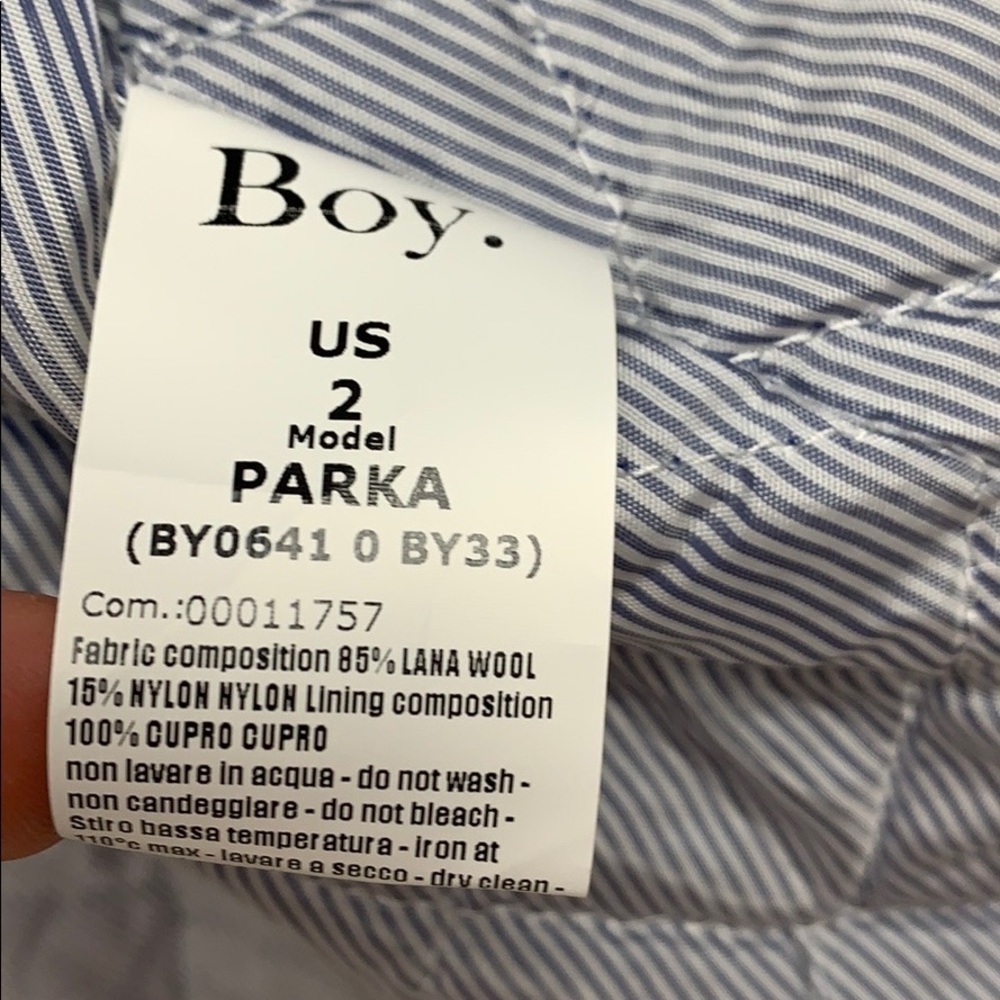 Band of Outsiders Boy. Navy Wool Hooded Parka - Picture 4 of 8